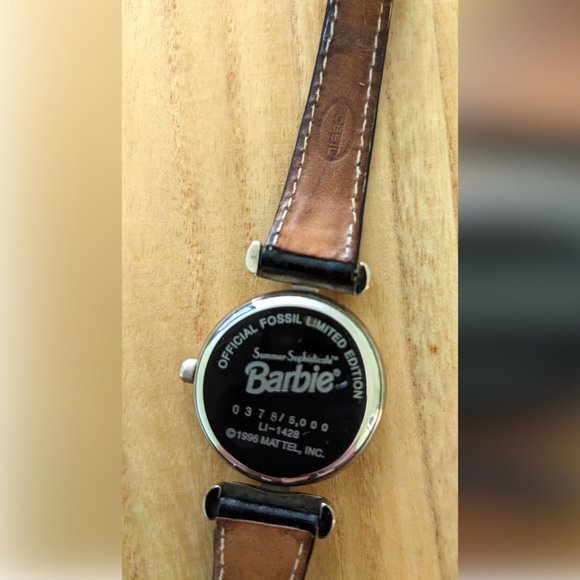 1996 Fossil Barbie Watch Limited Edition "Summer Sophisticate," Black Leather - Picture 7 of 10